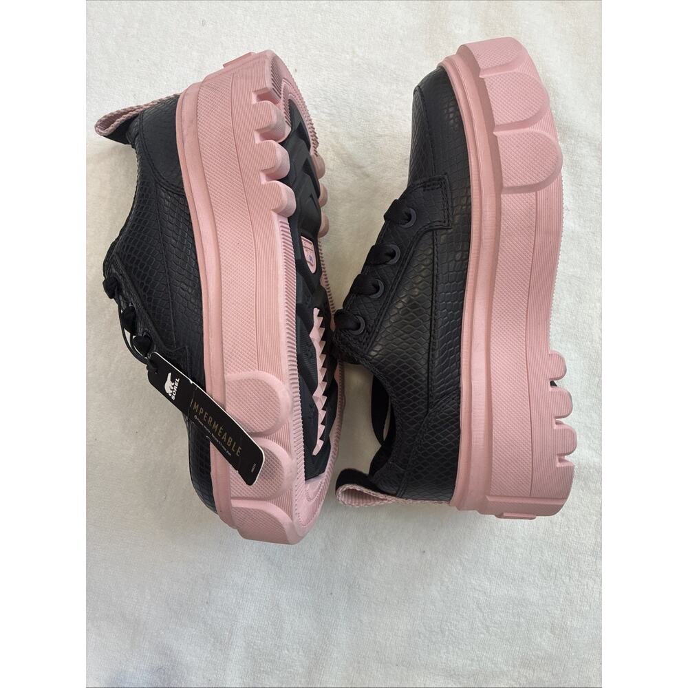 Sorel Caribou X Womens Waterproof Leather Platform Shoes Sneaker Black Pink Sz 5 - Picture 4 of 7